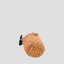 Handwoven Nature Straw Top Handle Bucket Bag with Polka Dot Bowknot