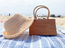Handwoven Nature Rattan Box Top Handle Handbag with Drawstring