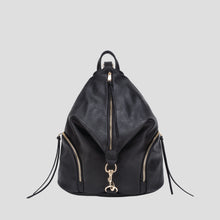 Vegan Leather Backpack With Zipper Pockets On Both Sides Women Purse