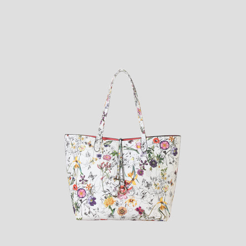 Tote Bag In Bag With Colorful Floral Pattern Two Tone Reversible Large Purse with Matching Crossbody Bag