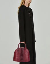 Dome Shape Satchel With Wallet Women’s Vegan Leather Crocodile-Embossed Pattern Top Handle Tote Set